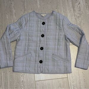 Appleseed's Light Periwinkle Quilted Jacket with Black Buttons